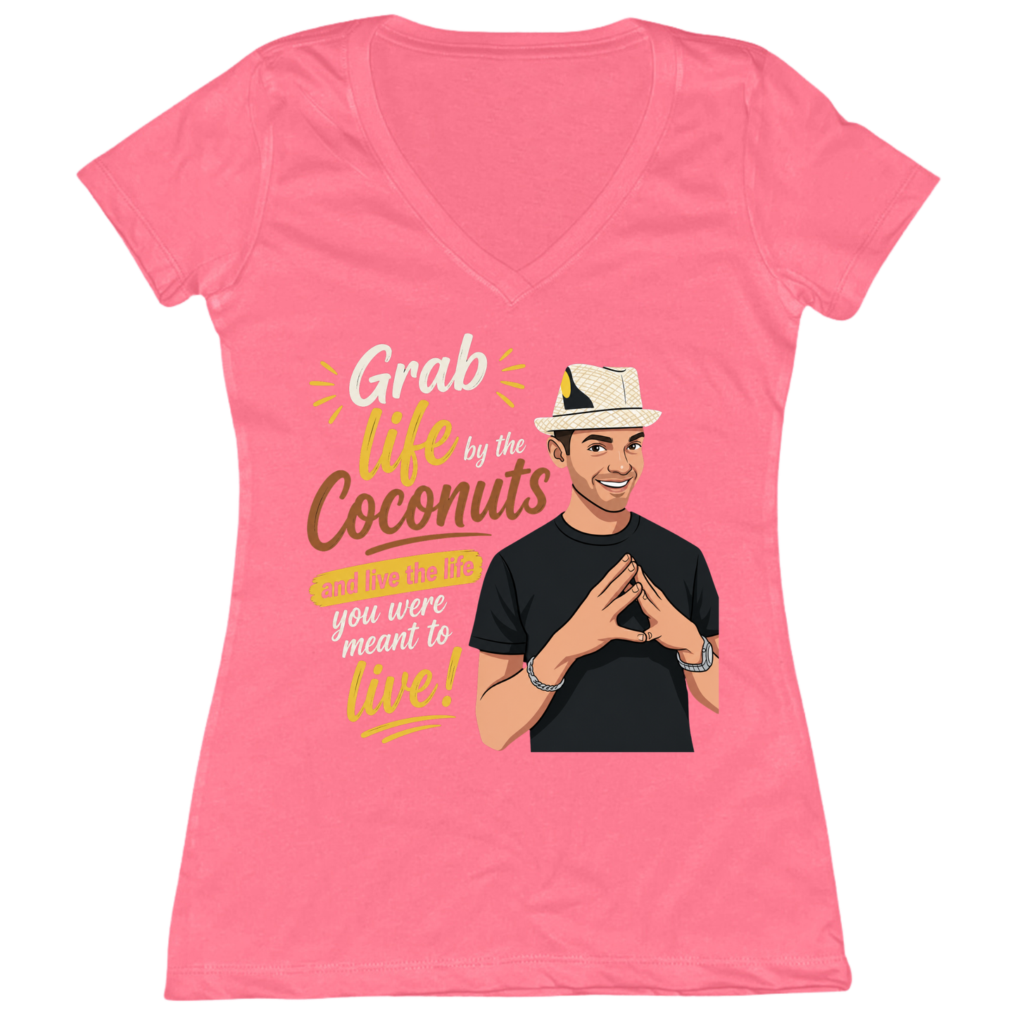 Grab Life By The Coconuts Womens Vneck Tee
