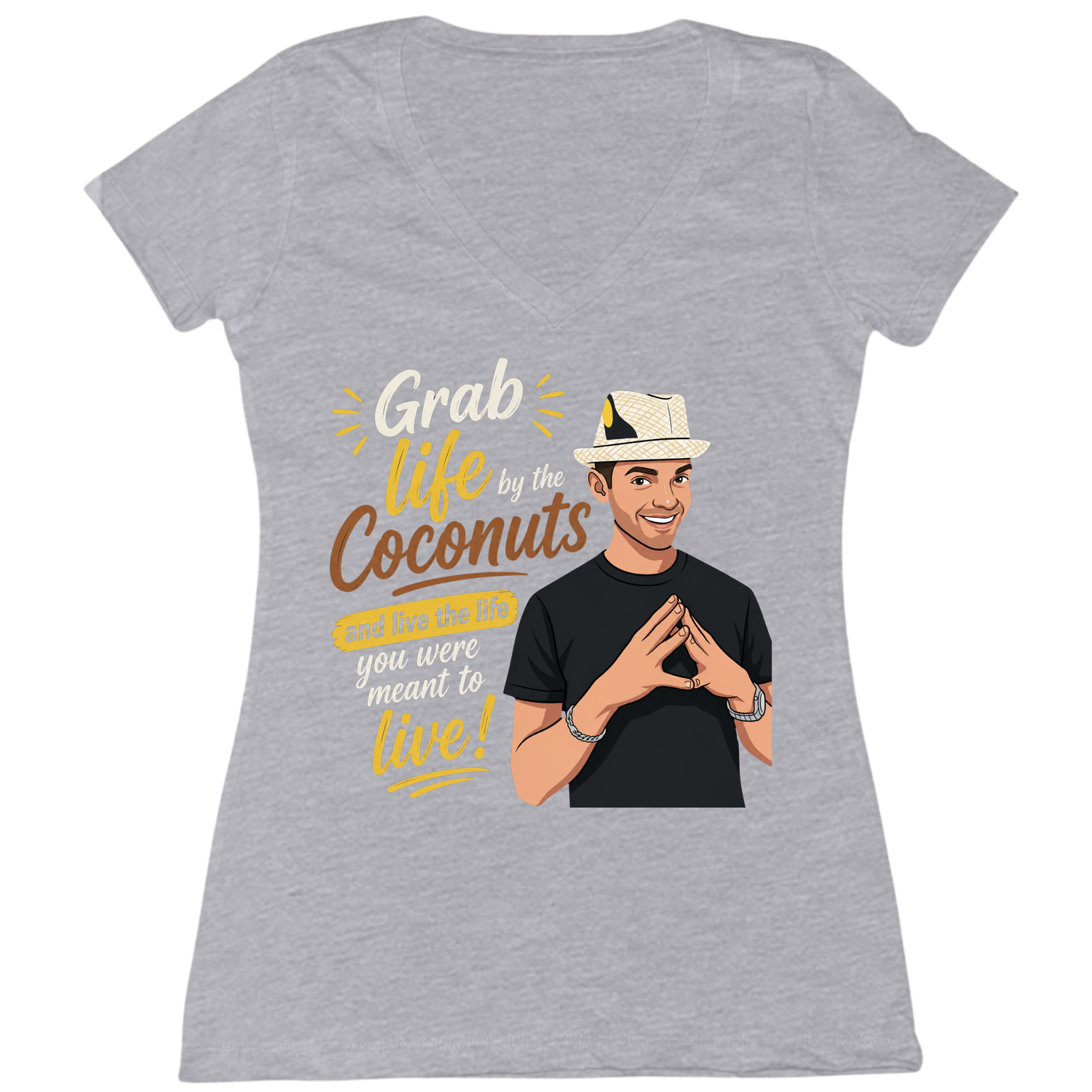 Grab Life By The Coconuts Womens Vneck Tee