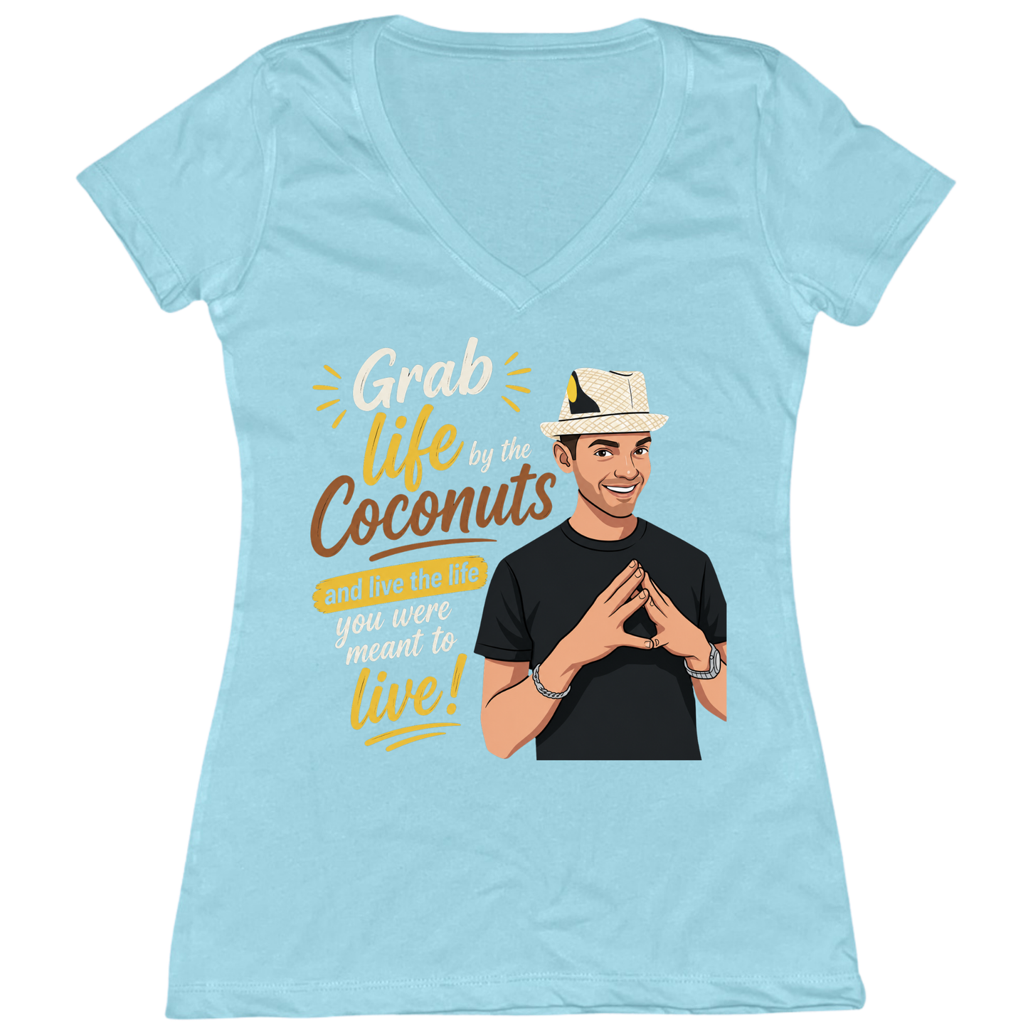 Grab Life By The Coconuts Womens Vneck Tee
