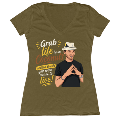 Grab Life By The Coconuts Womens Vneck Tee