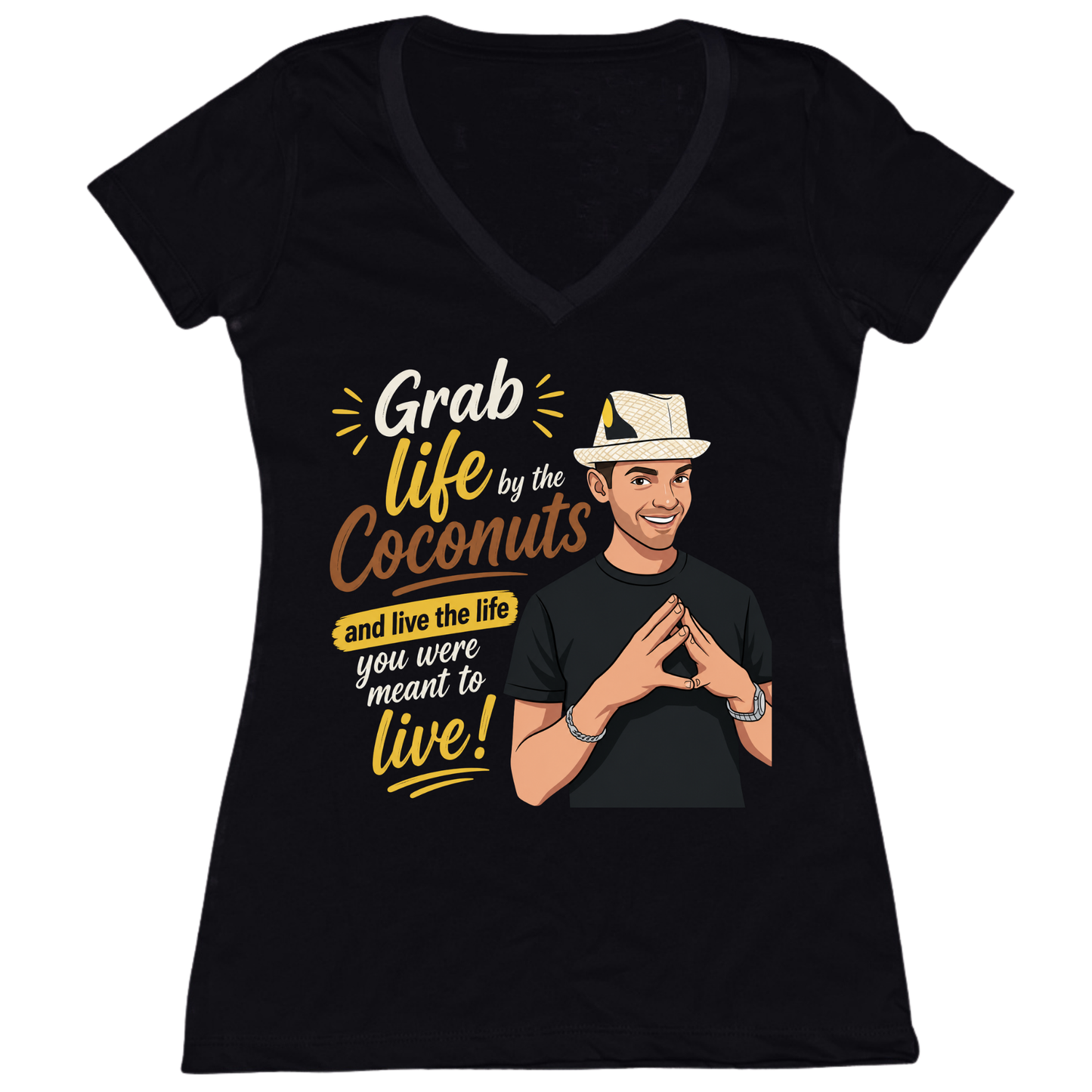 Grab Life By The Coconuts Womens Vneck Tee