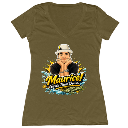Maurice Write That Down Womens Vneck Tee