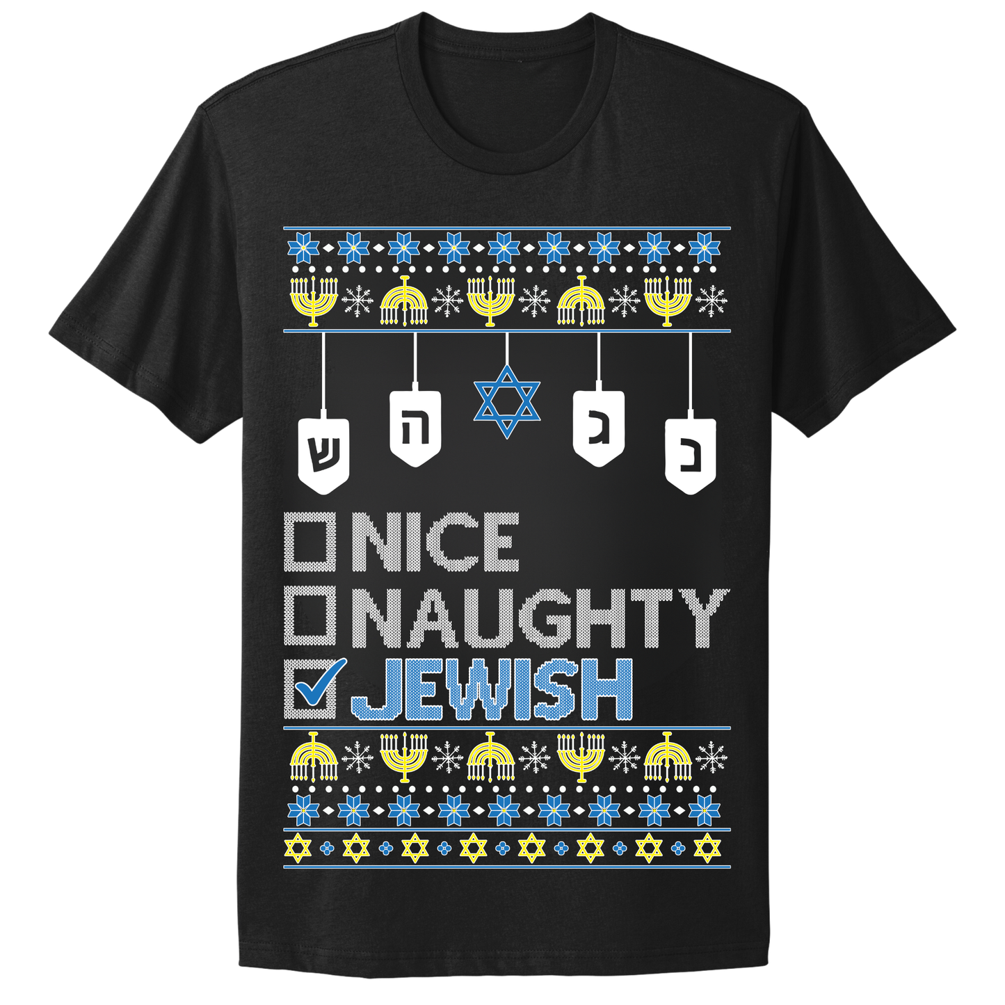 Naughty Nice Jewish Ugly Hanukkah Tshirt