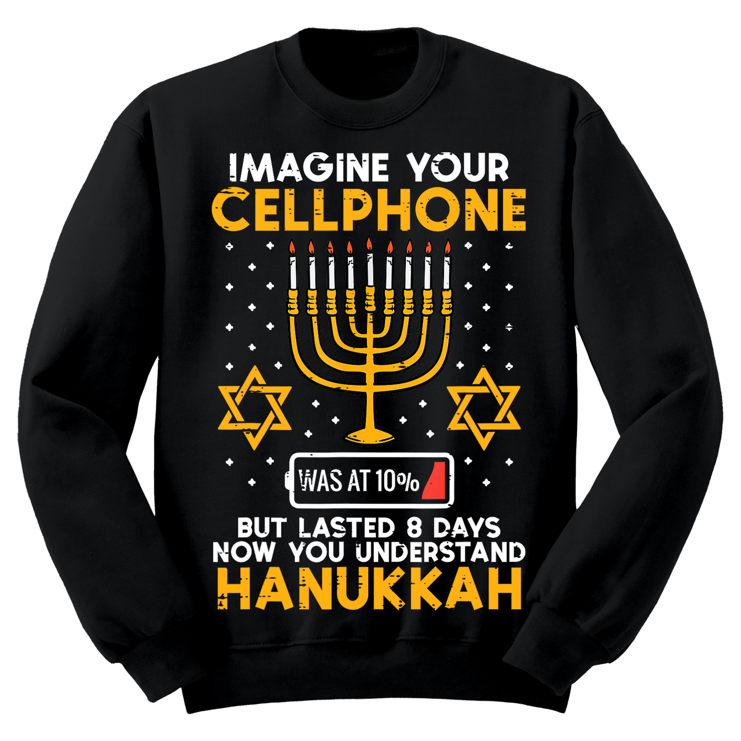 Imagine Cell Phone Lasted 8 Days Ugly Hanukkah Sweatshirt