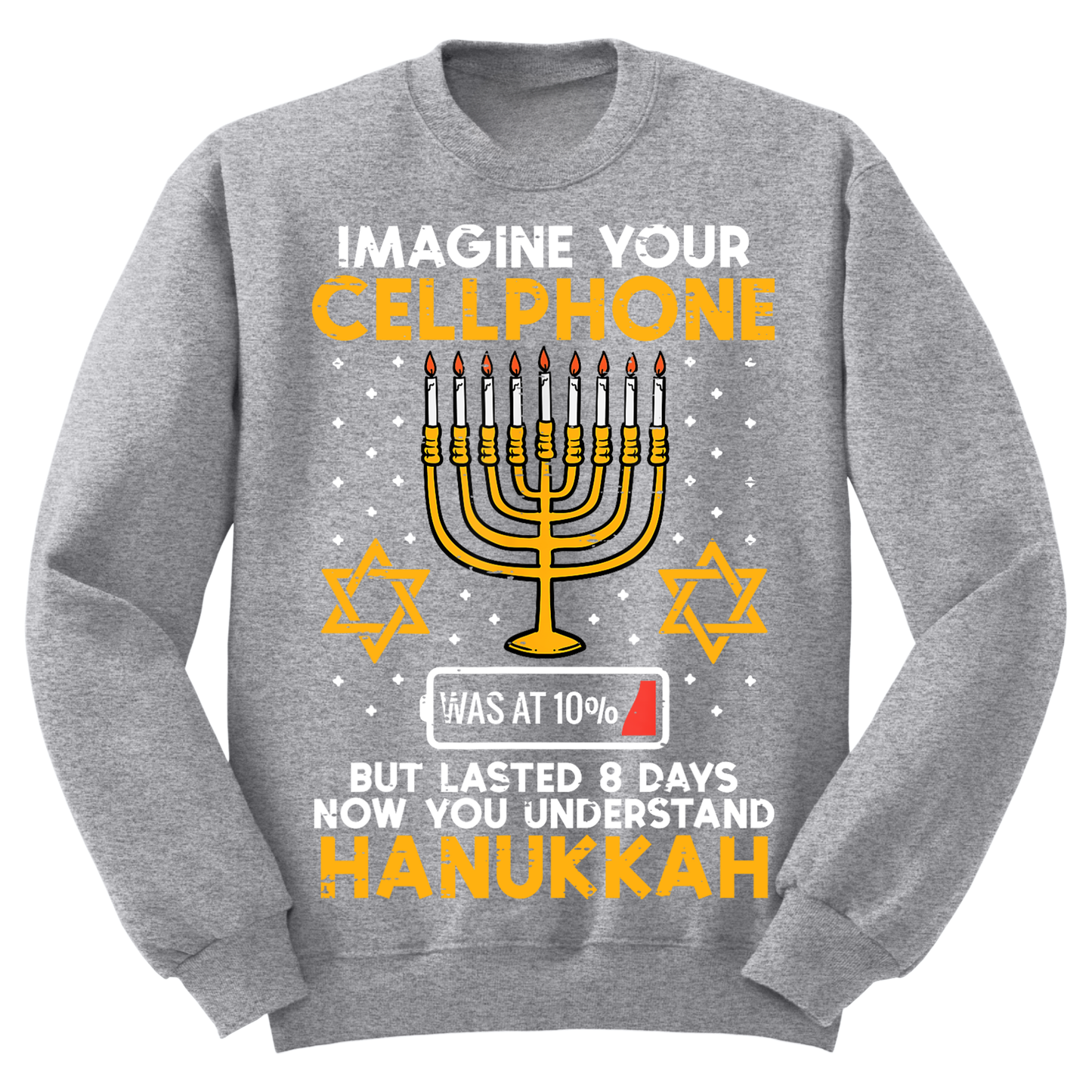 Imagine Cell Phone Lasted 8 Days Ugly Hanukkah Sweatshirt