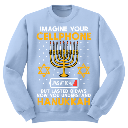 Imagine Cell Phone Lasted 8 Days Ugly Hanukkah Sweatshirt
