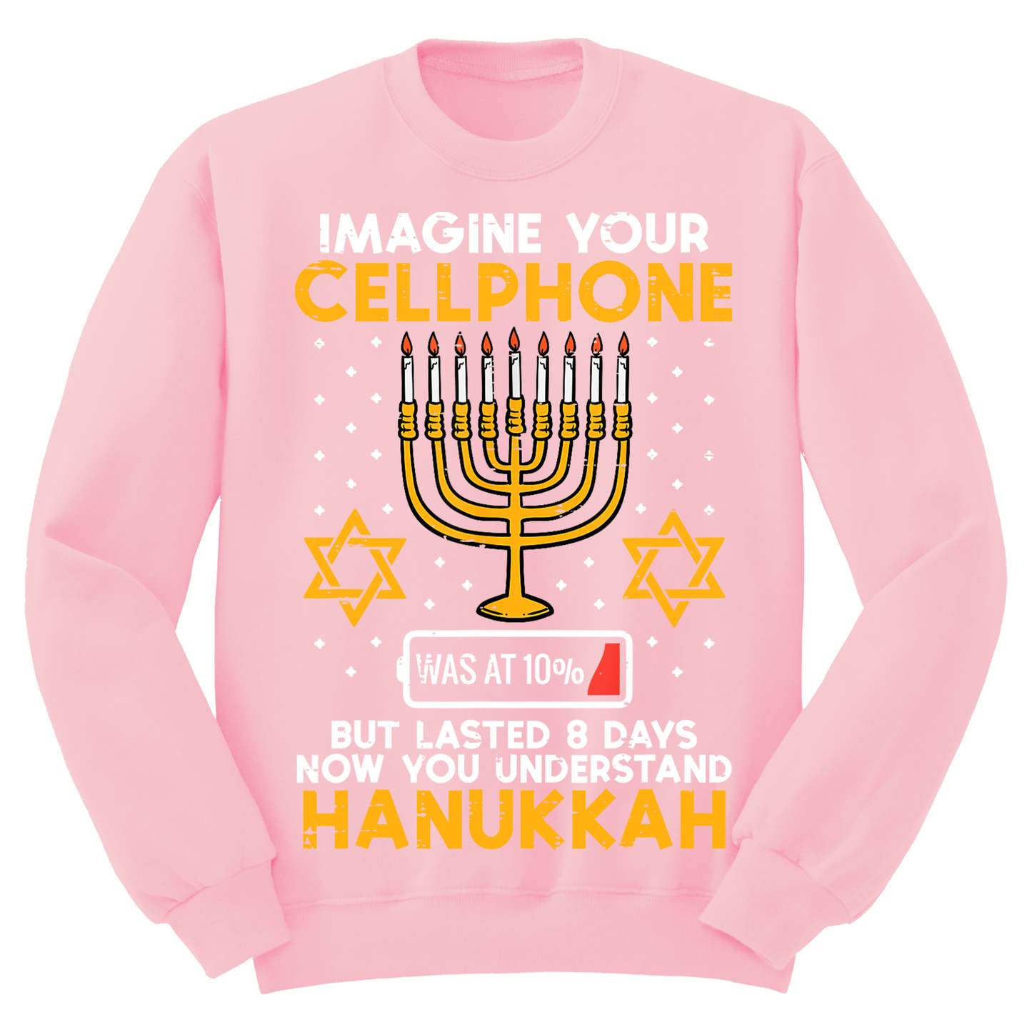 Imagine Cell Phone Lasted 8 Days Ugly Hanukkah Sweatshirt