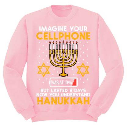 Imagine Cell Phone Lasted 8 Days Ugly Hanukkah Sweatshirt