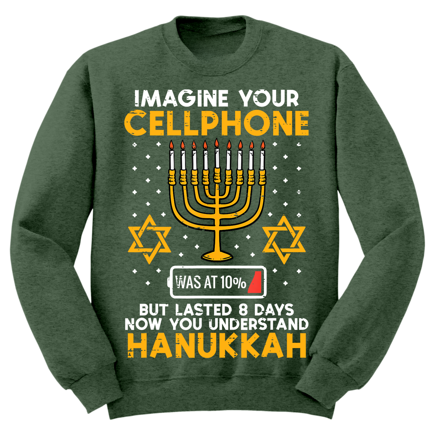 Imagine Cell Phone Lasted 8 Days Ugly Hanukkah Sweatshirt