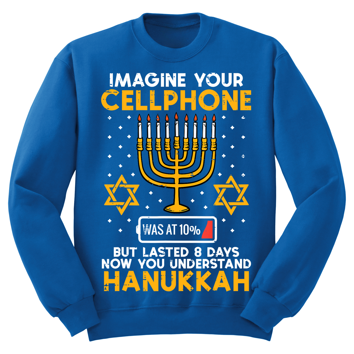 Imagine Cell Phone Lasted 8 Days Ugly Hanukkah Sweatshirt