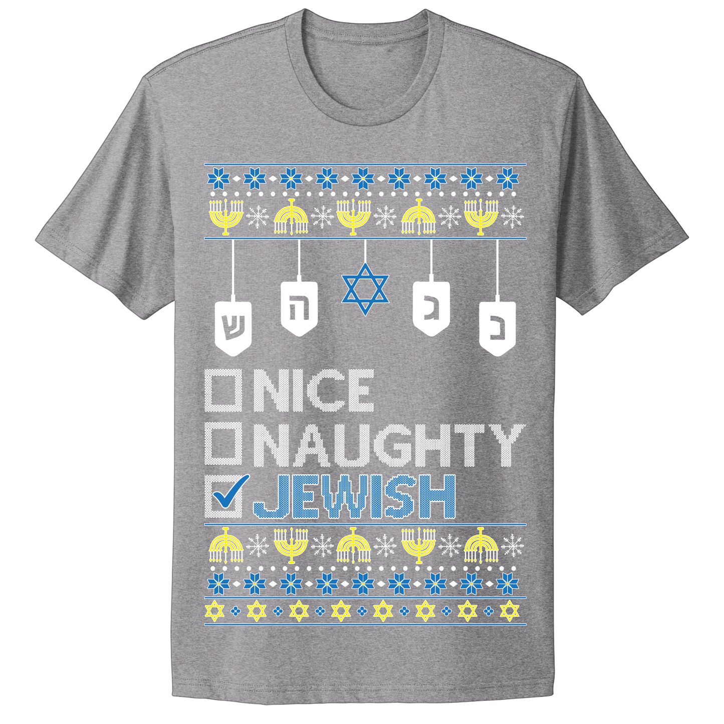 Naughty Nice Jewish Ugly Hanukkah Tshirt