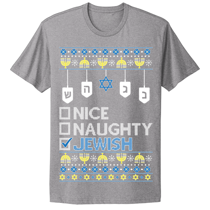 Naughty Nice Jewish Ugly Hanukkah Tshirt
