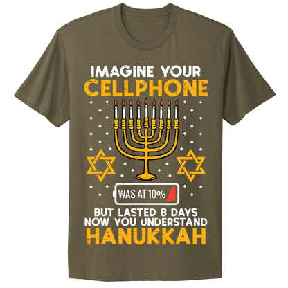 Imagine Cell Phone Lasted 8 Days Ugly Hanukkah Tshirt
