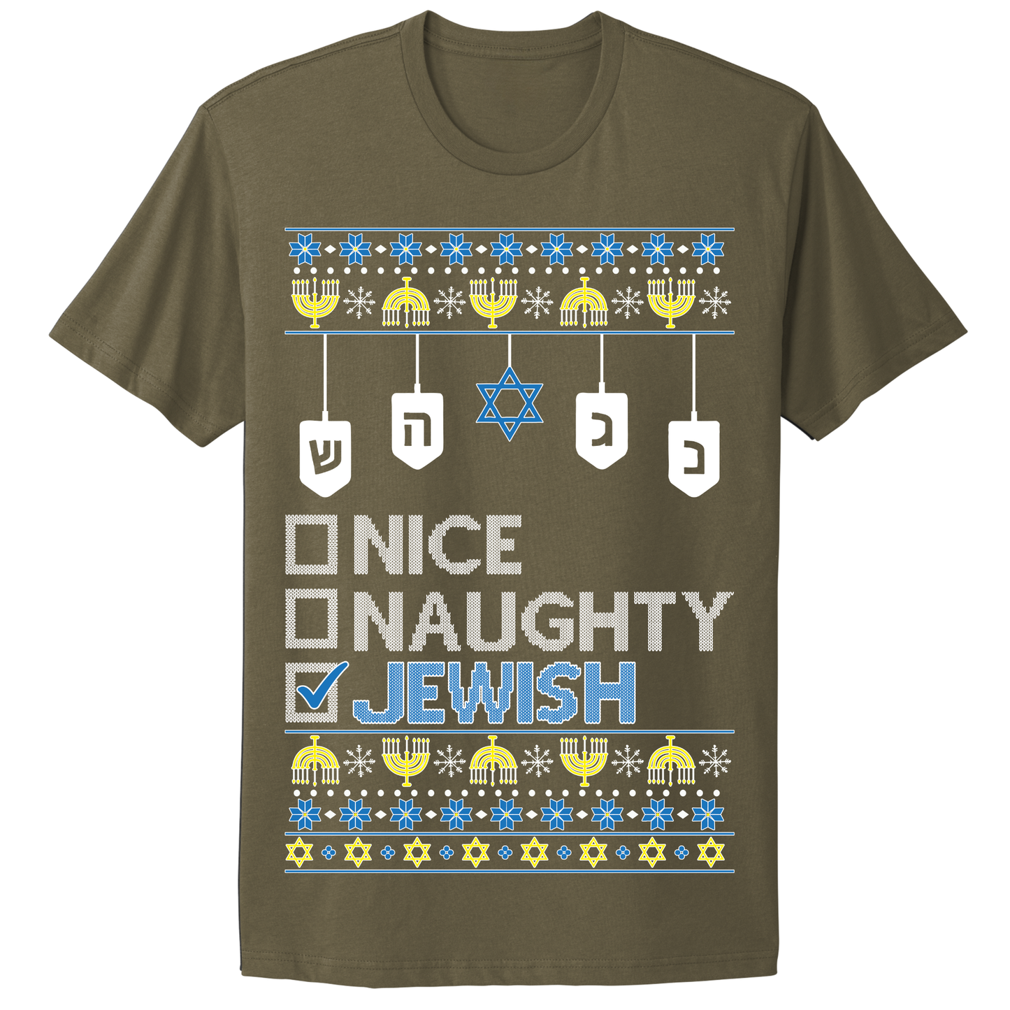 Naughty Nice Jewish Ugly Hanukkah Tshirt