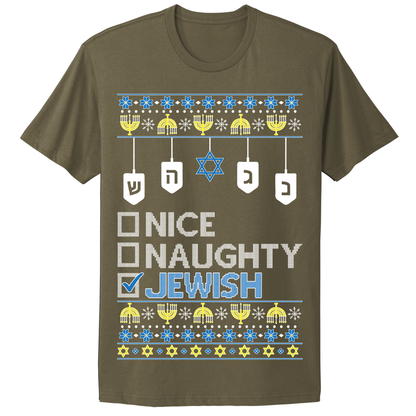Naughty Nice Jewish Ugly Hanukkah Tshirt