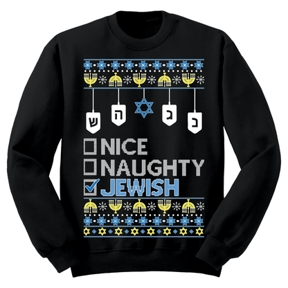 Naughty Nice Jewish Ugly Hanukkah Sweatshirt