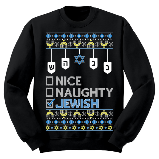 Naughty Nice Jewish Ugly Hanukkah Sweatshirt