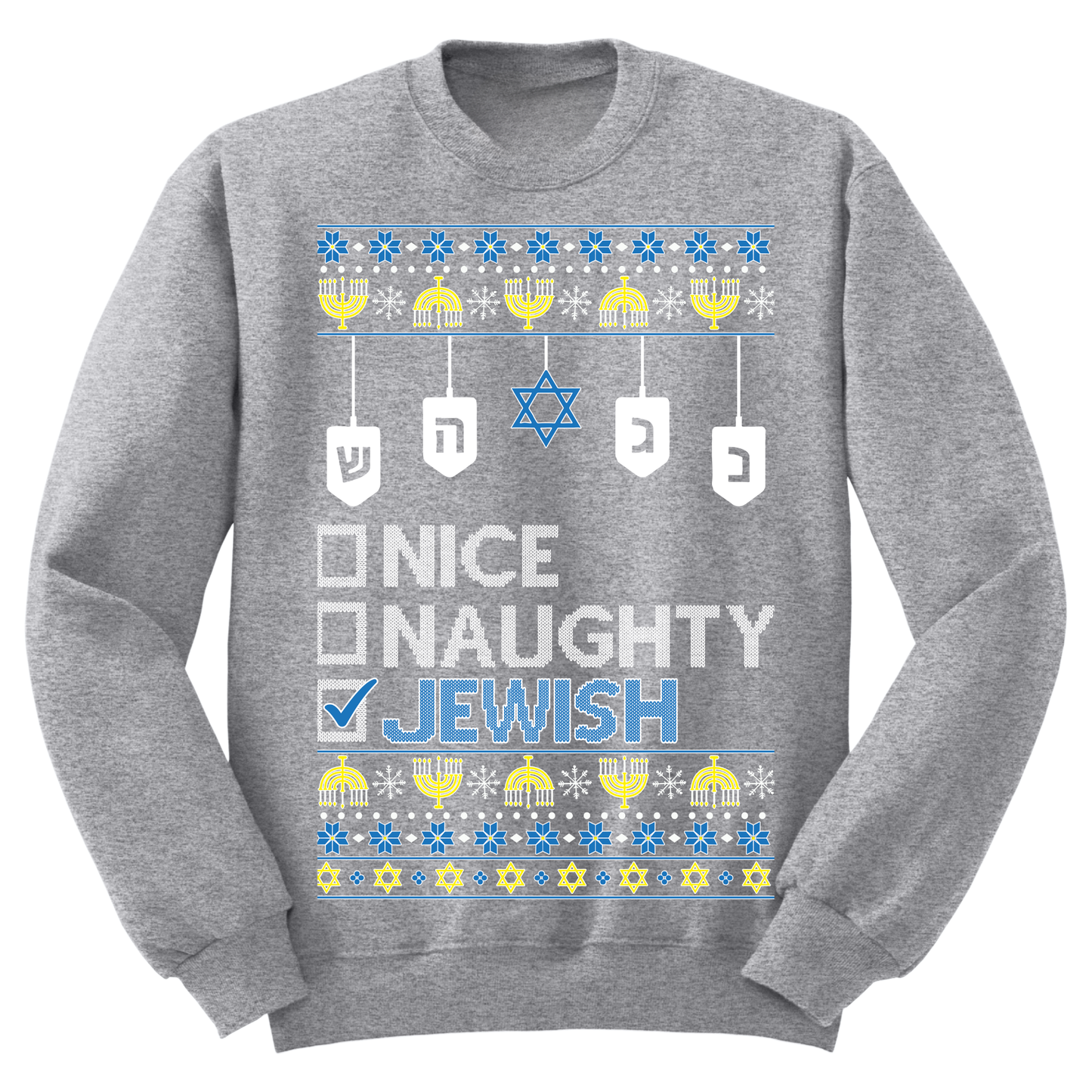 Naughty Nice Jewish Ugly Hanukkah Sweatshirt