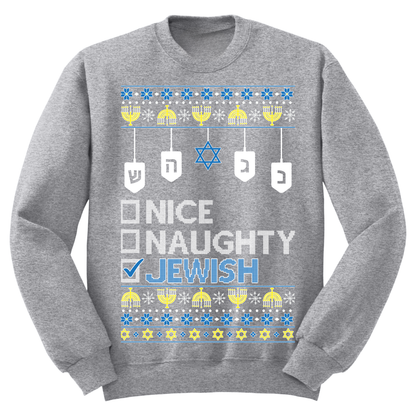 Naughty Nice Jewish Ugly Hanukkah Sweatshirt