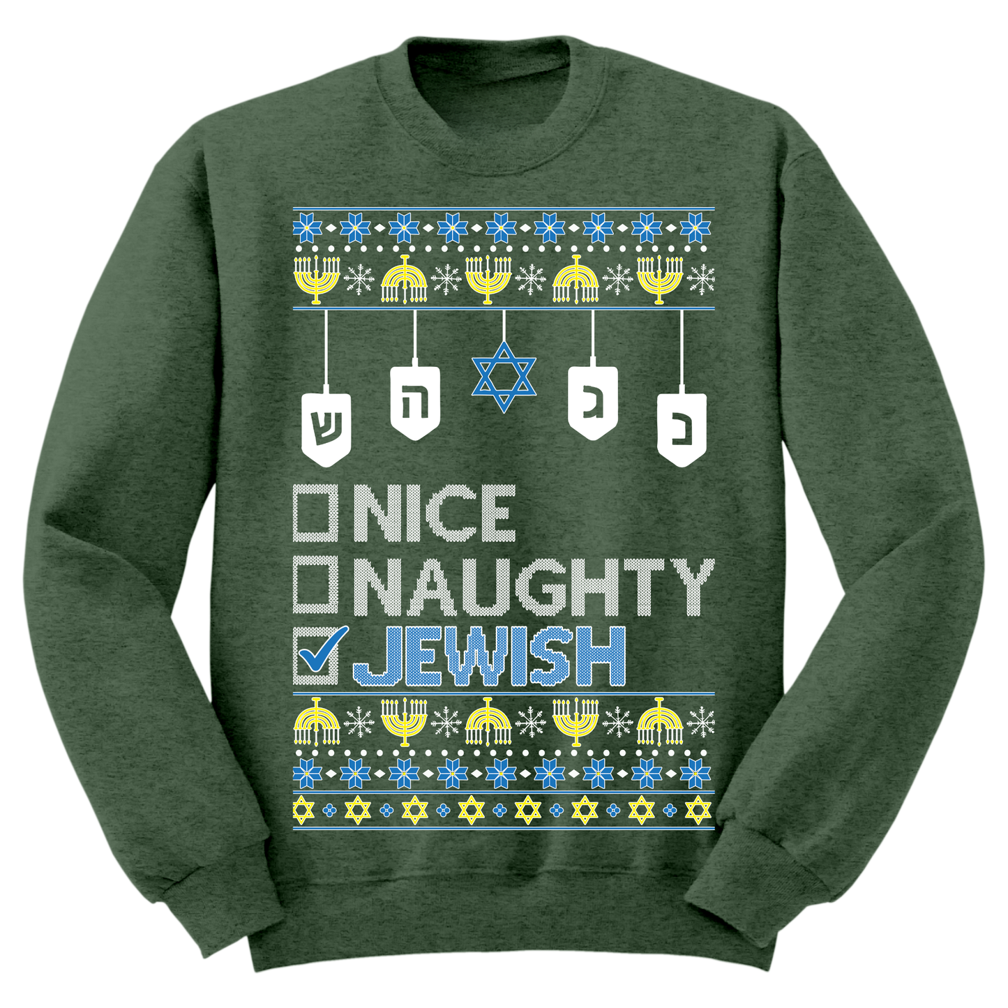 Naughty Nice Jewish Ugly Hanukkah Sweatshirt