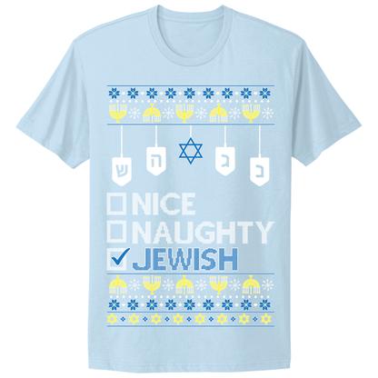 Naughty Nice Jewish Ugly Hanukkah Tshirt